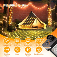 Guirlandes lumineuses LED en maille 2M*3M, 300 LED blanc chaud, DC24V basse tension, IP65, pour décoration extérieure d'arbres, arbustes et buissons, 8 modes, commande par bouton