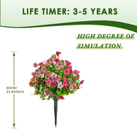 Vente d'usine 0522 – Fleurs artificielles, arbustes, herbes et plantes de 55 cm résistantes aux UV et écologiques avec piquets de sol pour la décoration de jardin