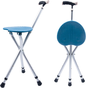 Bastón para caminar con asiento, taburete de bastón portátil con asiento, bastón plegable para caminar, <span class=keywords><strong>silla</strong></span> de bastón ajustable para personas mayores - Product Image 1