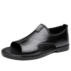 Sandalias de cuero con punta abierta para hombre, con suela de goma, entresuela de EVA, forro de malla, estilo playero, informales, para verano. - Product Image 5