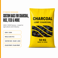 Sac en PP tissé personnalisé, multi-usages, robuste, résistant à l'humidité et imperméable, imprimé flexo, certifié ISO9001, pour charbon, riz, aliments pour animaux et céréales