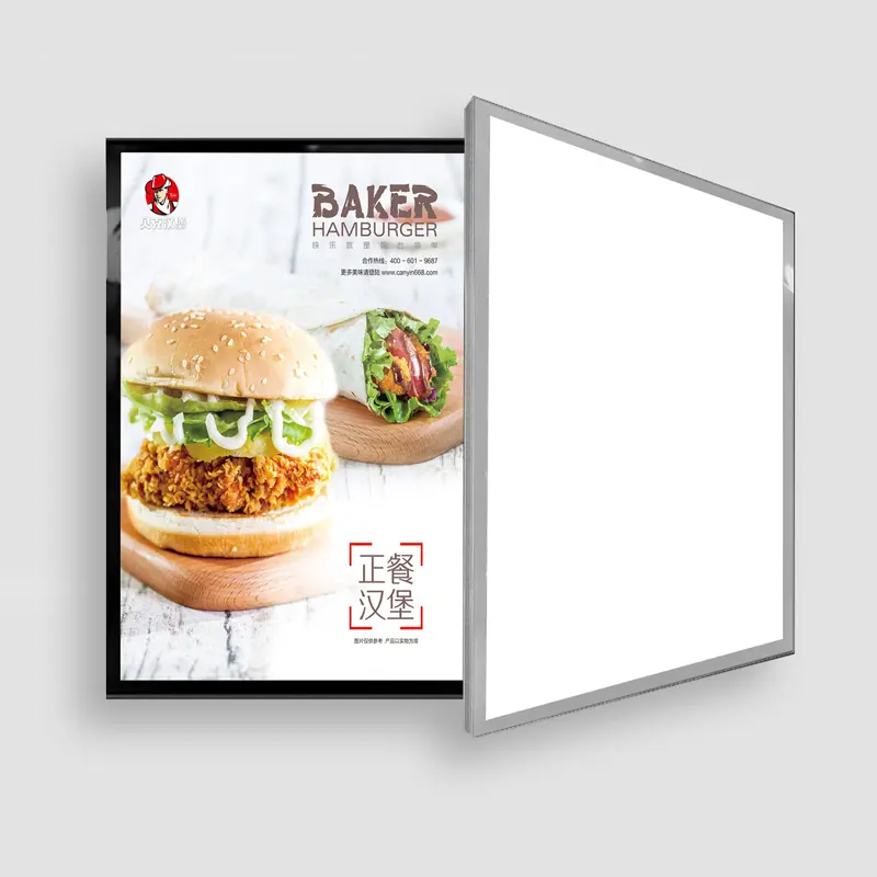 Personnalisé professionnel mince panneau magnétique cadre en aluminium restaurant menu led publicité affichage boîte à lumière