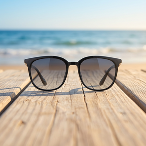 Lunettes de soleil unisexes noires brillantes à monture complète, légères, verres polarisés miroir, protection UV %, pour l'extérieur - Product Image 3