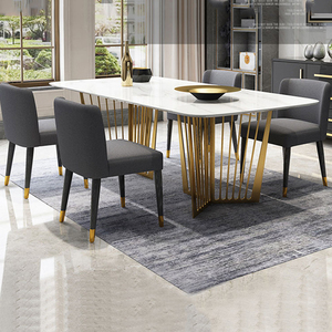 Autres <span class=keywords><strong>japonais</strong></span> <span class=keywords><strong>pas</strong></span> cher maison simple <span class=keywords><strong>marbre</strong></span> meubles en métal ensemble de table de salle à manger - Product Image 4