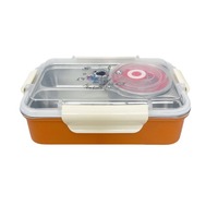 Boîte à lunch isotherme en acier inoxydable pour enfants, motif astronaute mignon, avec 2 compartiments scellés et bol intégré