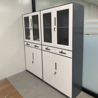 Armoire de classement de bureau moderne en acier ignifuge avec porte supérieure en verre, verrouillable, pour stockage en gros – Commandes en vrac