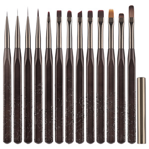 Ensemble de 13 pinceaux à ongles personnalisés avec logo, poils en nylon de plusieurs tailles, manche gaufré pour la peinture au gel - Product Image 4