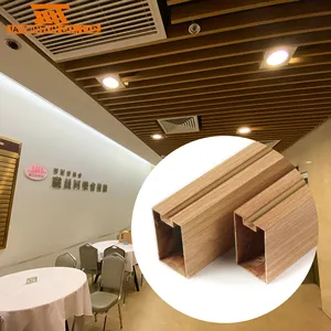 Werks-Anpassung Indoor-Outdoor-Dekoration Aluminium Holzmaserung Profil Baffle-Strang-Decke für Halle