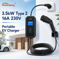 Chargeur EV portable 3,5 kW 16A Type 2 230V AC avec câble de charge domestique et prise personnalisée pour usage domestique en Europe, état neuf