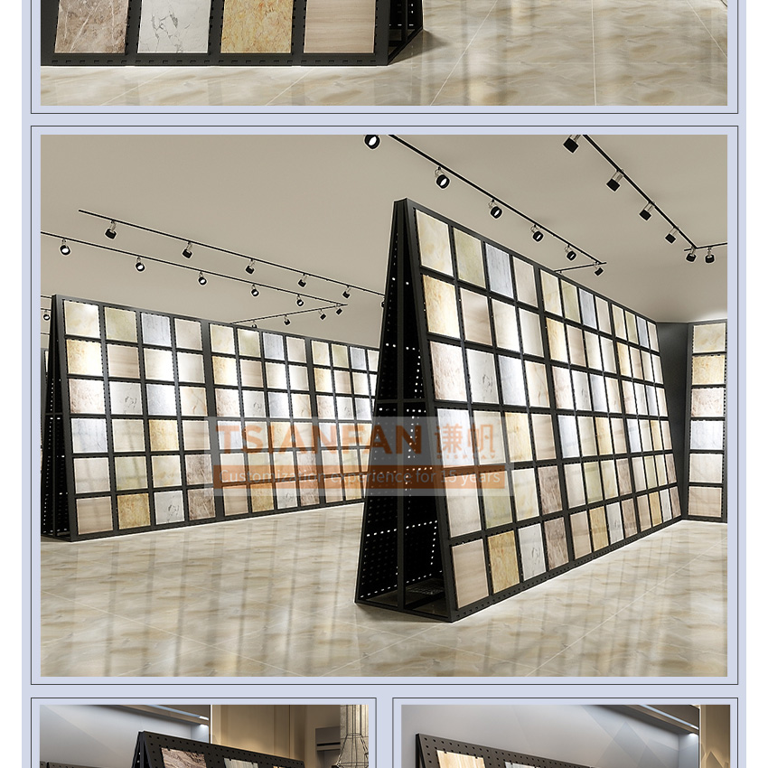 Manufacturer Tile Punched Plate Showroom Flooring A Frame Rack Quartz Panel Hole Adjustable Ceramic Tile Punching Display Rack