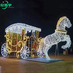 Princesa <span class=keywords><strong>Cenicienta</strong></span> Calabaza Caballo Festival y vacaciones Gigante Boda Carro de caballos 3D Led Motivo Luz - Product Image 3