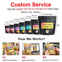 Sachets Mylar personnalisés imprimés 3,5g, lot de boîtes, pochettes verticales anti-odeur refermables à fermeture éclair, emballages exotiques Cali découpés sur mesure