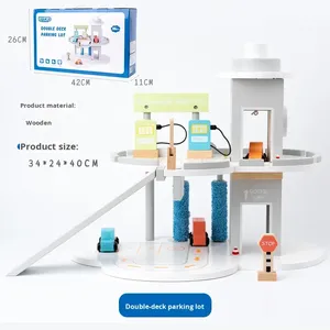 Enfants semblant Parking Double pont Simulation transport Station-service véhicule en <span class=keywords><strong>bois</strong></span> jouet voiture <span class=keywords><strong>Garage</strong></span> pour enfants garçons filles - Product Image 5