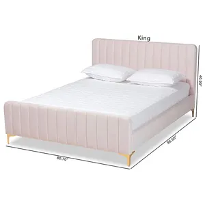 Meisje Stijl Lit Princesse Roze Stof Bed Ontwerp Bed Fille Verlicht Met Metalen Poten