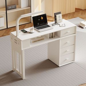 Modern White Nail Table Desk with LED <b>Light</b> Storage Drawer Makeup Workstation for Salon Home Studio - Product Image 2