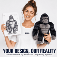 Fabricant de peluches personnalisées de gorilles, OEM ODM, vente en gros, poupée réaliste en peluche pour mascottes de marque et articles cadeaux