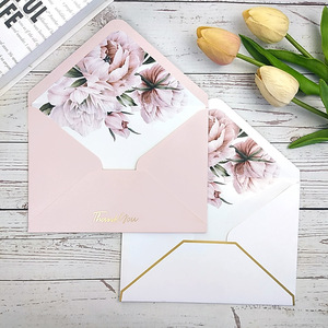 Custom Luxury <b>Simple</b> Business Digital Printing Wallet Envelopes Decorative Floral Gold Border Stationery Ordinary Paper - Product Image 5