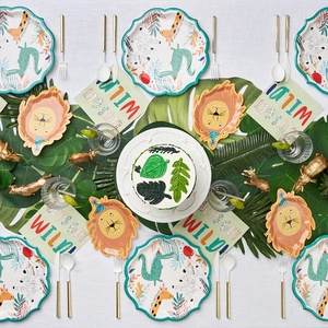 Assiettes en papier jetables DAMAI en gros sur le thème du lion pour fête d'anniversaire des garçons et des enfants, vaisselle de table - Product Image 5