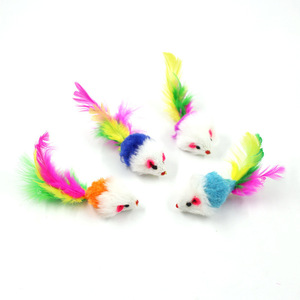 Plush <b>Mouse</b> Cat <b>Toy</b> Colorful Feather Realistic Pet Interactive <b>Toy</b> - Product Image 3