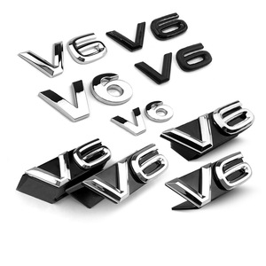 V6 Badge Chrome Self Adhesive For Volkswagen Touareg Passat Magotan Fender <b>Grille</b> Side Trunk Lettering - Product Image 1