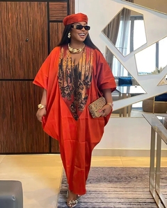 Robes africaines grande taille pour femmes 2024, automne printemps, élégantes, col en V, <span class=keywords><strong>robe</strong></span> de soirée maxi, boubou, mode musulmane, caftan - Product Image 2