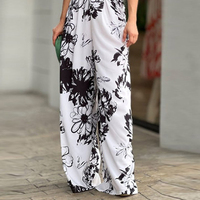 En stock Combinaison pour femme à imprimé floral, col en V, manches chauve-souris, taille haute, pantalon large, coupe ample, pour les vacances et les loisirs