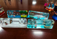 Décoration de bureau en acrylique personnalisée Minuterie liquide Porte-stylo Presse-papiers Cadeau de voyage