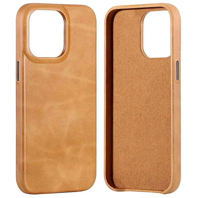 2024 Official Wrapped Edge Handmade Genuine Leather Phone Case For iPhone 14 Pro Max