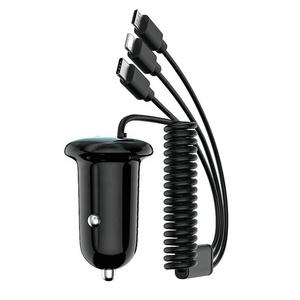 <span class=keywords><strong>Chargeur</strong></span> de voiture rapide à 1 port, vente chaude, charge rapide 3.1A, câble de charge USB à ressort, sortie 5V/3A, fonction PD, protection OVP - Product Image 1