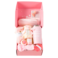 Coffret cadeau d'encouragement pour femmes rose - Tasse isotherme de 20 oz avec paille, kit de soins personnels, bougie, masque pour les yeux pour la relaxation au spa, motivation