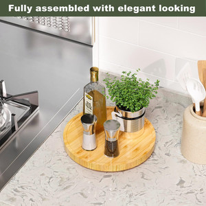 Mesa de comedor, soporte para botella de condimento de aceite de oliva, organizador de especias de bambú, bandeja giratoria para servir <span class=keywords><strong>Lazy</strong></span> <span class=keywords><strong>Susan</strong></span> - Product Image 3