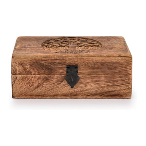 Wooden Carved Storage <b>Box</b> Rectangle Tree Of Life Pattern <b>Lockable</b> Retro <b>Jewelry</b> <b>Box</b> Custom Made - Product Image 3
