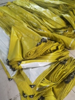 Bâche en PE double couche jaune et blanche, extérieur jaune, intérieur blanc, résistante aux UV, robuste, avec œillets en aluminium