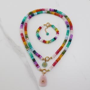Kalung Batu Alam Pelangi Multi Warna Buatan Tangan dengan Simpul, Model Terbaru untuk Perhiasan Wanita - Product Image 3