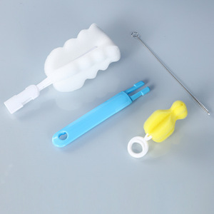 Juego de cepillos de esponja para biberones con limpiador de tetinas y pajitas para limpieza de biberones de bebé, uso doméstico - Product Image 1