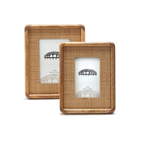 Style classique canne cadre Photo MDF canne manguier bois verre affichage bureau/mur tissage en bois Art rotin cadre Photo