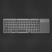 OEM Keyboard BT nirkabel lipat tiga saluran, Keyboard lipat portabel dengan tombol kiri dan kanan