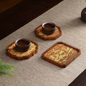 Bamboo <b>Tea</b> <b>Tray</b> Woven Natural Wood Small <b>Tea</b> Stand For <b>Tea</b> Ceremony Home Use Handmade - Product Image 1