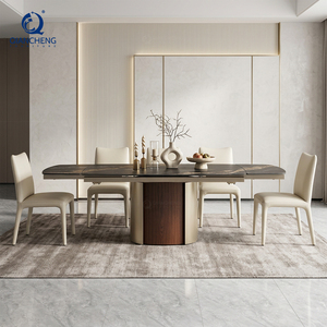 Tavolo da pranzo <span class=keywords><strong>con</strong></span> piano in pietra sinterizzata Guangdong Foshan fabbrica tavolo da pranzo allungabile per 8 sedie <span class=keywords><strong>con</strong></span> Base in acciaio al carbonio - Product Image 4