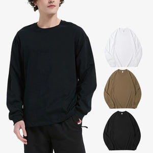 T-shirt a manica lunga unisex premium 260G in cotone pettinato pesante, girocollo, casual, streetwear, strato base, per primavera e autunno - Product Image 1