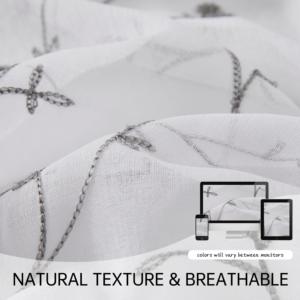 Элегантные тюлевые шторы с вышивкой и цветочным узором, мягкие, рассеивающие свет, комплект из 2 предметов, декоративные прозрачные занавески с цветочным принтом - Product Image 4