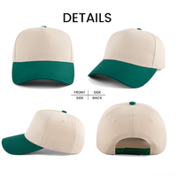 Gorra de Béisbol Personalizada OEM Barata de 5 Paneles, Unisex, Lisa, de Tela de Algodón, Ajustable, con Cierre a Presión, Visera Curva de Dos Tonos