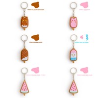 6 styles de porte-clés clicker crème glacée, jouet anti-stress imprimé en 3D PLA, mignon, motifs sucette, chat, pastèque