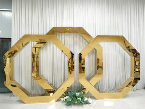Marco de fondo de arco de acero inoxidable para boda de oro octogonal Marco de decoración de escenario de Evento de Metal - Product Image 5