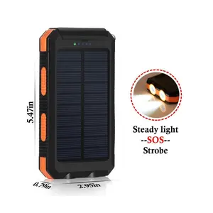 Offre Spéciale Portable RoHS LED lumière étanche banque d'énergie solaire chargeur mobile 20000mAh pour téléphone portable