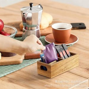 Solid Wood <b>Tea</b> Bag Organizer Rectangle Open-top Compartment Storage <b>Box</b> Desktop Drawer Organizer - Product Image 3