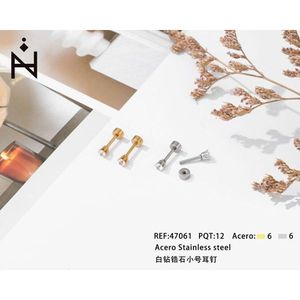 Orecchini a lobo piccoli in acciaio inossidabile Acero con diamanti bianchi per donna - Product Image 1