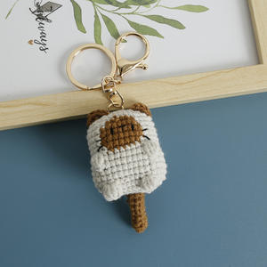 Porte-clés chat en laine douce de haute qualité au design anime, pendentif animal en peluche tricoté à la main, forme 3D en relief, portable - Product Image 2