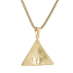 Collar con colgante de pirámide yunnique, diseño de faraón de acero inoxidable dorado para hombres y mujeres, joyería de moda 122019 - Product Image 3