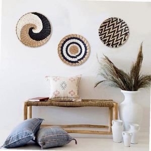 Runde Buerodekoration Heimtextilien Artikel Gelbe Wohnaccessoires Rattan <strong>Docht</strong> Wandkorb Christliche Wandkunst Bunte Chinesische - Product Image 3